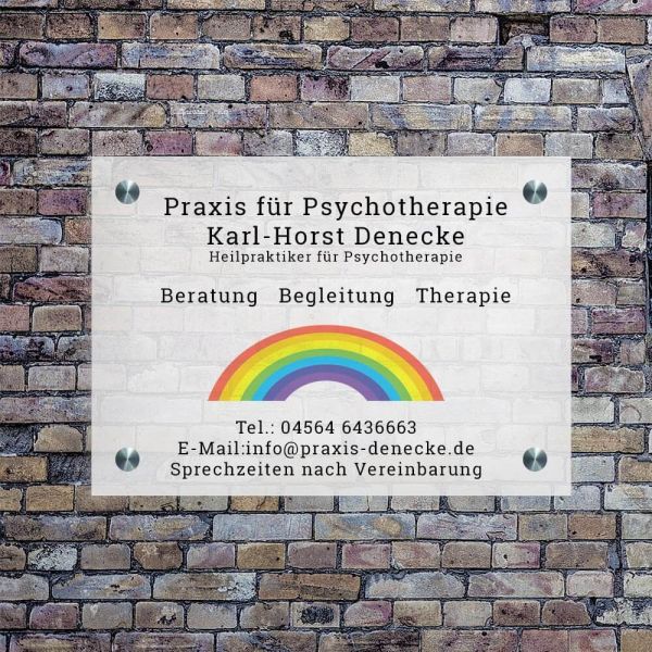 Psychotherapie Schild Satiniert Weiss Glasdekor
