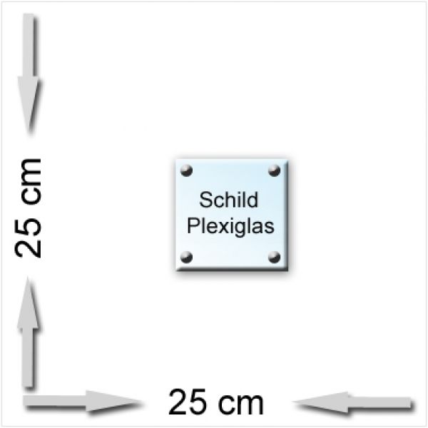 Acrylglas Schild klar 25x25cm